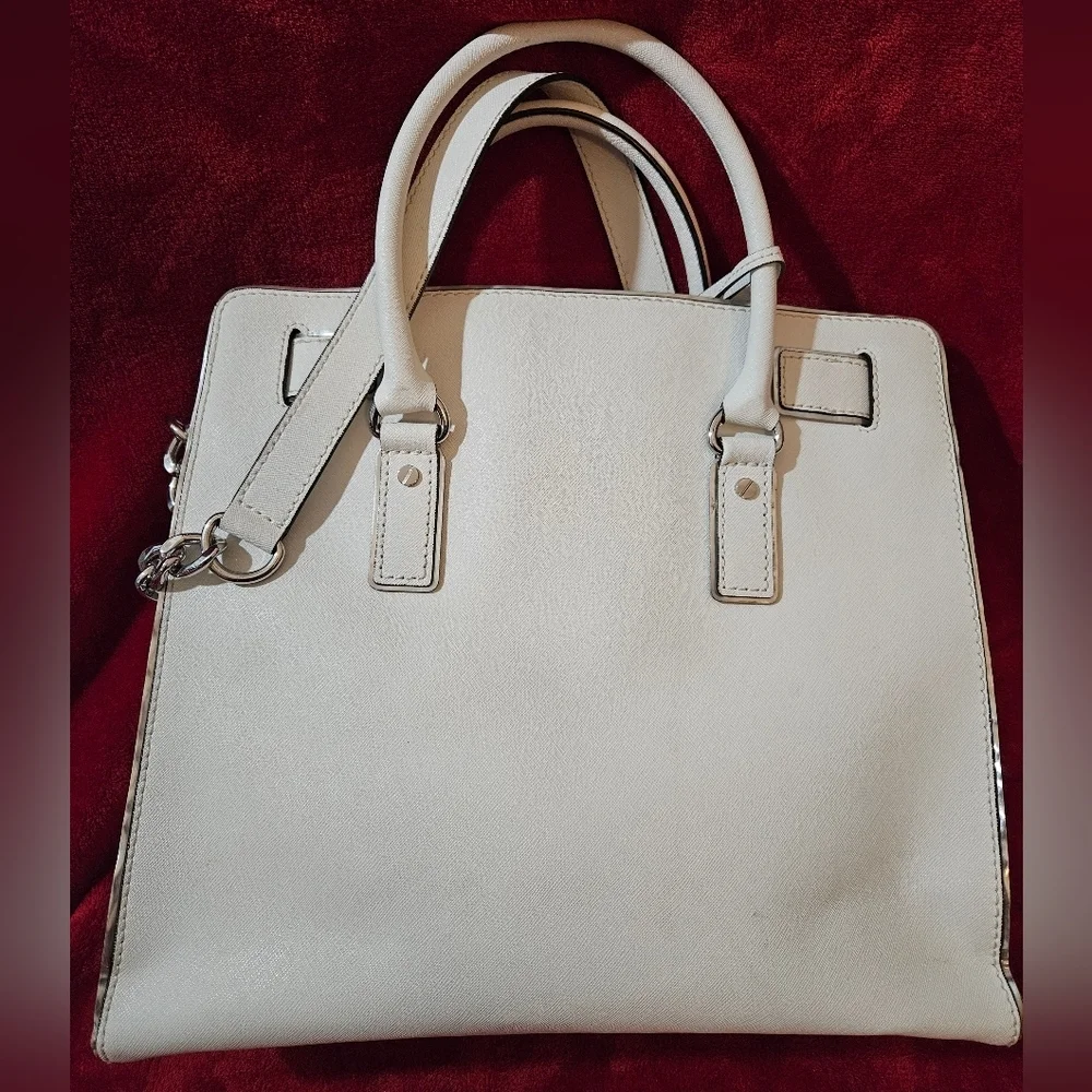 Michael Kors Large Hamilton Leather Vanilla/White Satchel
